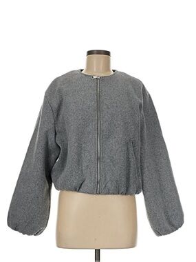 Zara Gray Wool Bomber Jacket